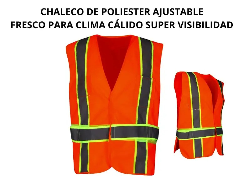 [BL-ALTA-NARANJA] Chaleco de Seguridad Reflejante Tela Textil Naranja WEISCO Alta Visibilidad