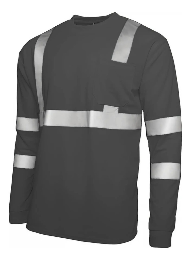 [BL-502NEGM] Playera Alta Visibilidad Cómoda Manga Larga Reflejante Sport-m