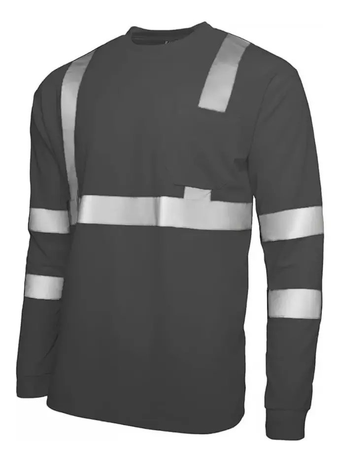 Playera Alta Visibilidad Cómoda Manga Larga Reflejante Sport - Negro-L