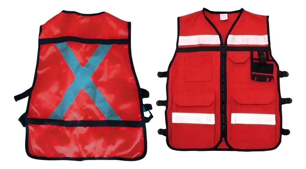 [BL-101ROJX] Chaleco de Seguridad Reflejante Tela Textil Rojo WEISCO Alta Visibilidad