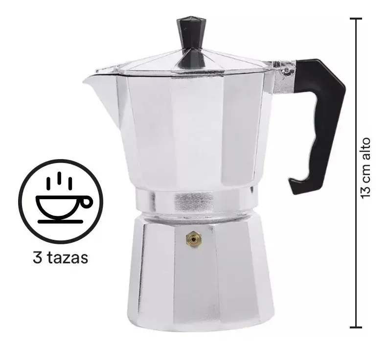 Cafetera Manual Italian Coffee Mocha Aluminio 3 Tazas Weisco