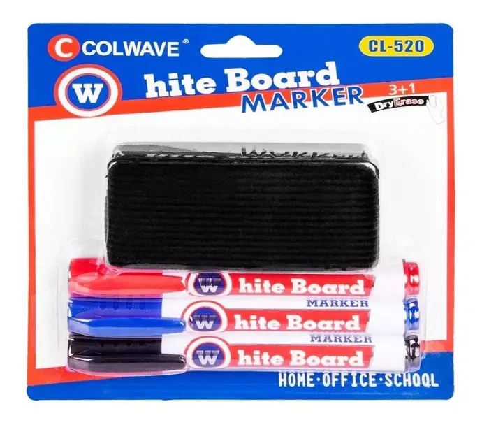 SET 3 PLUMONES PARA PIZARRA + BORRADOR 