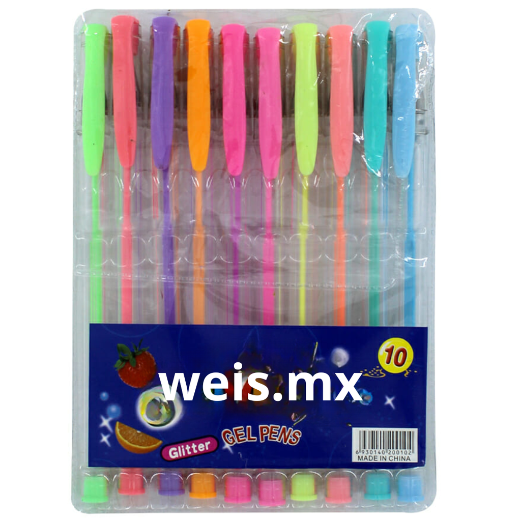 10 plumas de gel tonos pastel Blíster