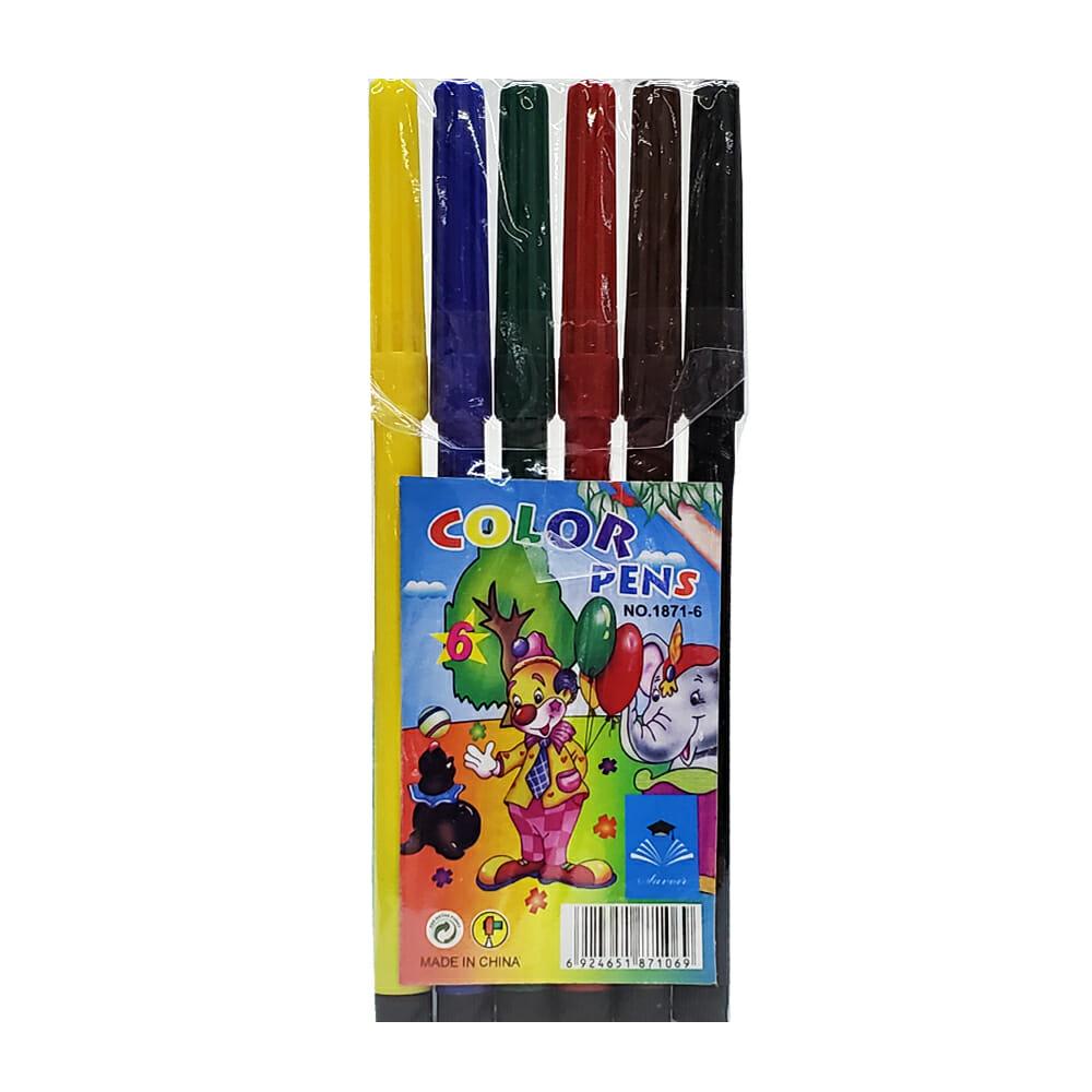 Paquete con 6 Plumones de Colores - Perfectos para Uso Escolar y Creativo