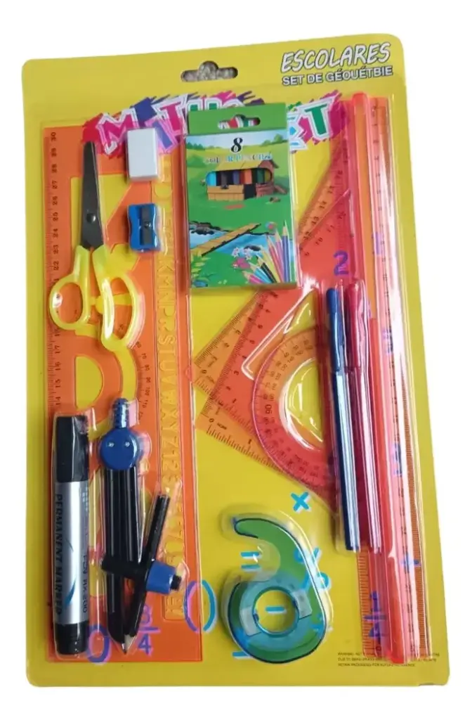 [EB-ST42454-ROSA] Juego De Geometria Semi Flexible 13 Regla Plumon Tijeras (ROSA, 1-10 PZ)