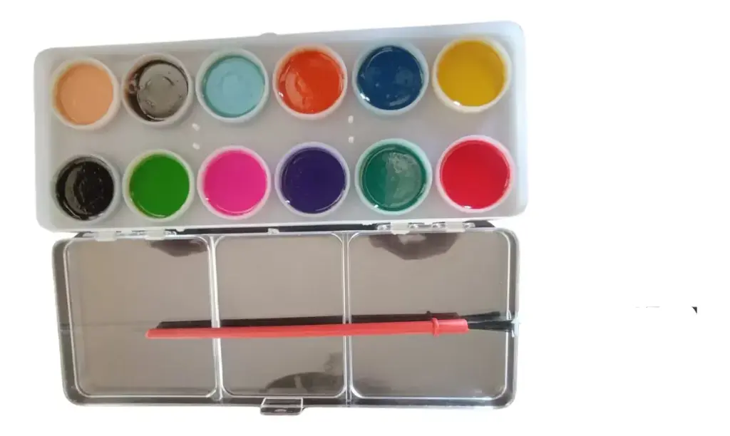 [EB-ST39791] 1 Paquete De 12 Acuarelas Pincel Escuela Kinder No Toxico