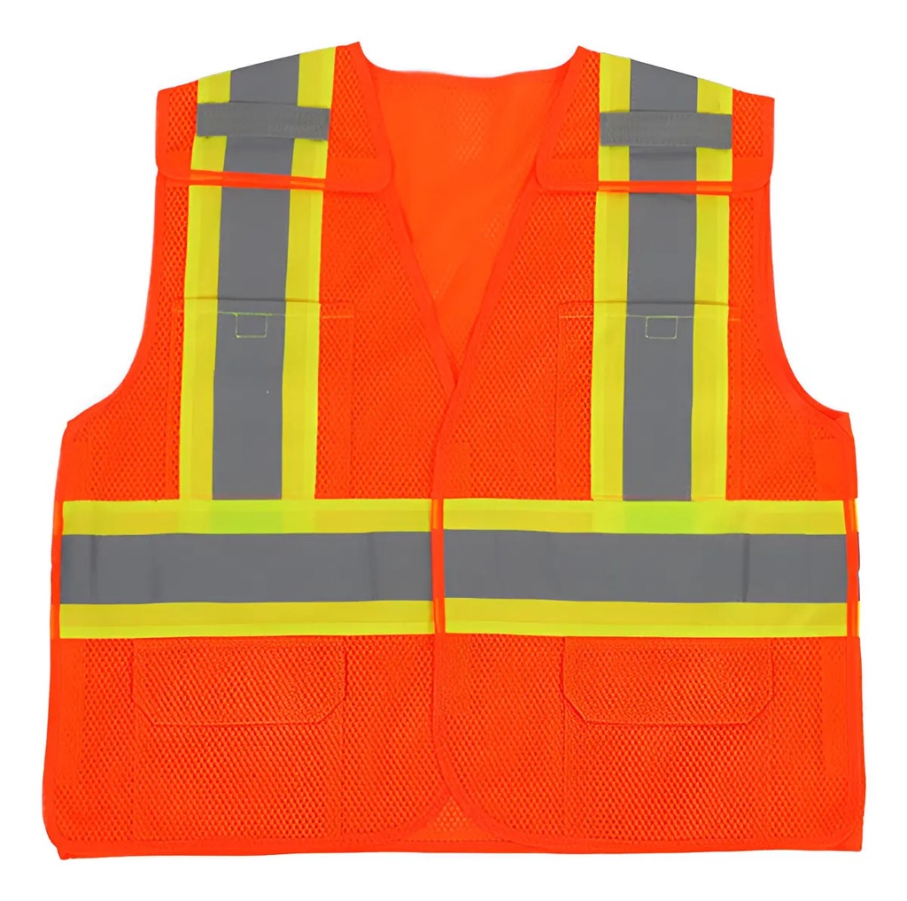 [BL-100-105-NARANJA] Chaleco de Seguridad Reflejante Tela Textil Naranja WEISCO Alta Visibilidad