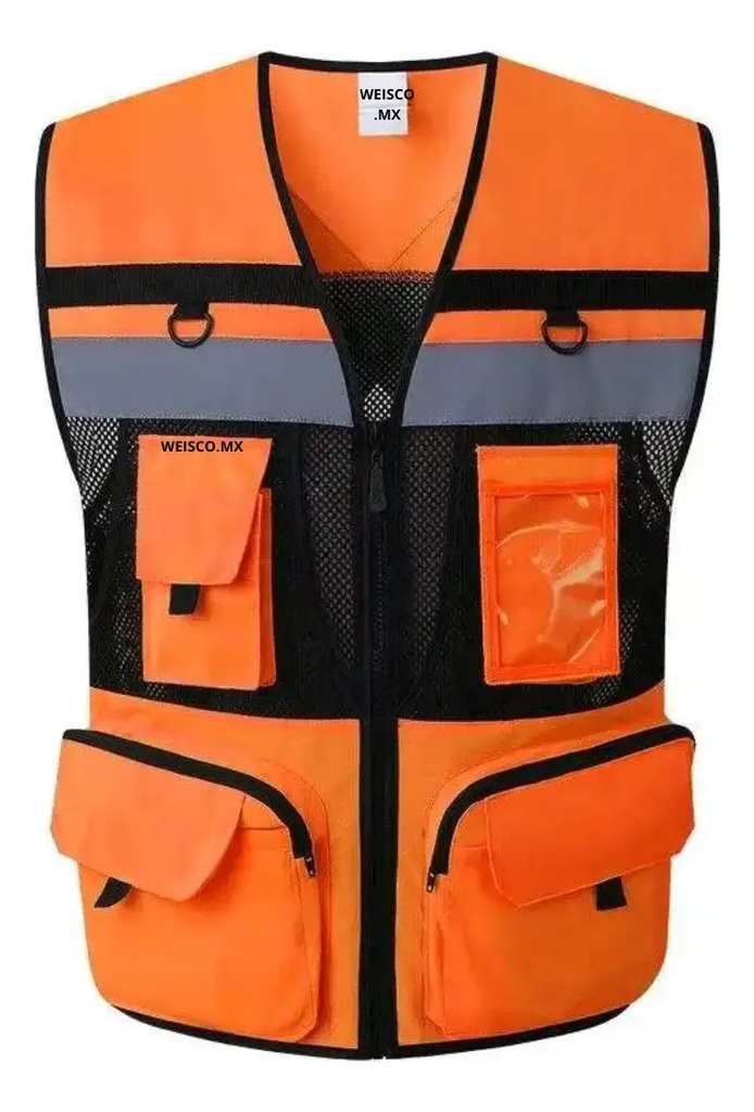 [BL-100-106M-NARANJA] Chaleco de Seguridad Reflejante Malla Transpirable Naranja WEISCO Alta Visibilidad
