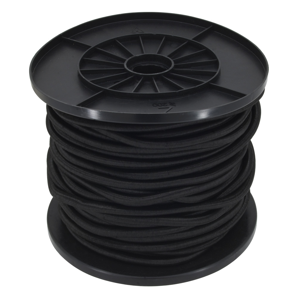 CUERDA ELASTICA COLOR NEGRO CARRETE DE 8MMX55.9M APROX.