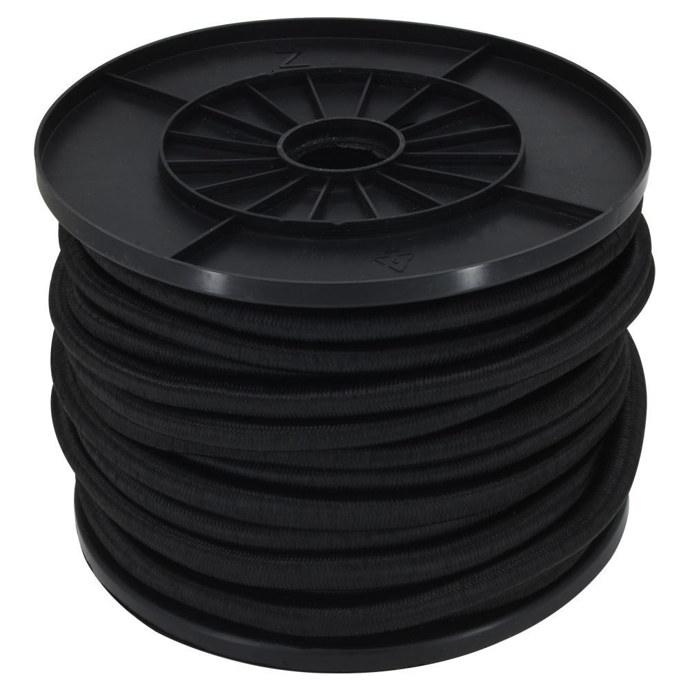 CUERDA ELASTICA COLOR NEGRO CARRETE DE 11.5MMX26.95M APROX.