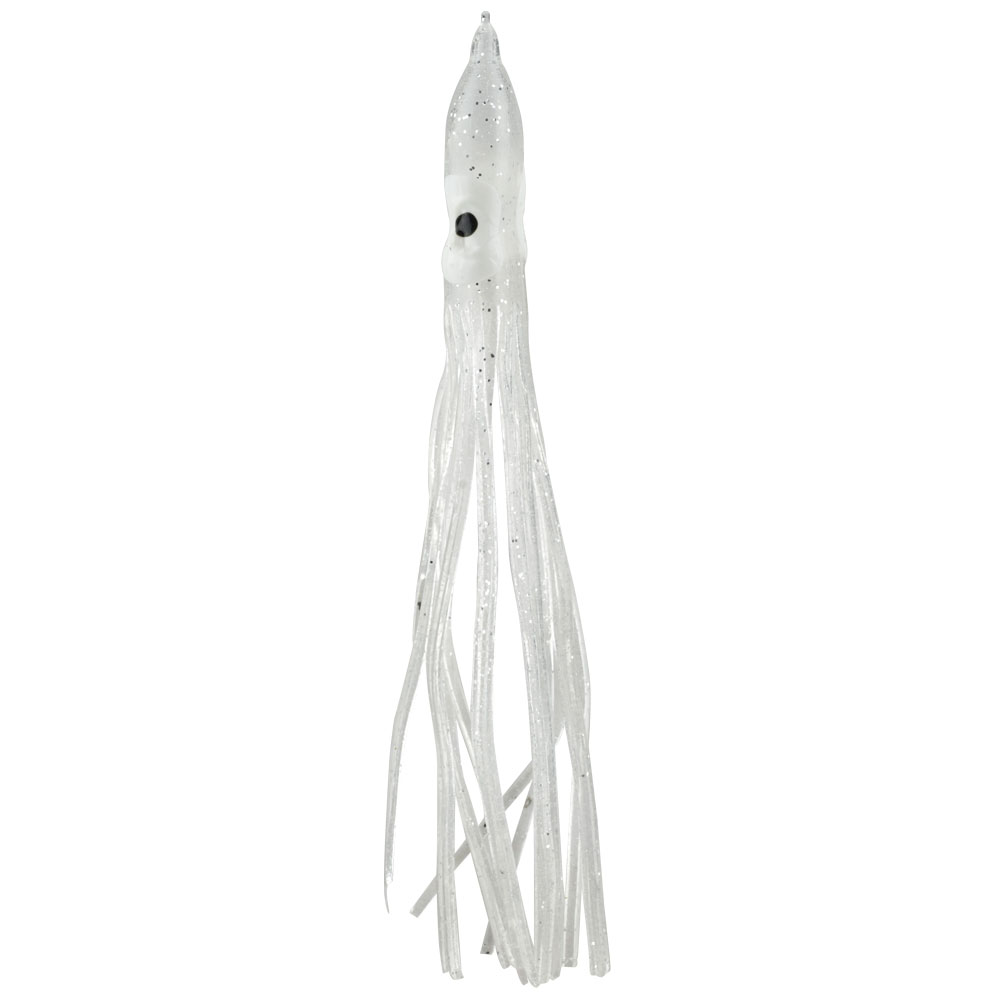 SEÑUELO PARA PESCA "OCTOPUS" TRANSPARENTE CON DIAMANTINA 160MM 151(5PIEZAS)