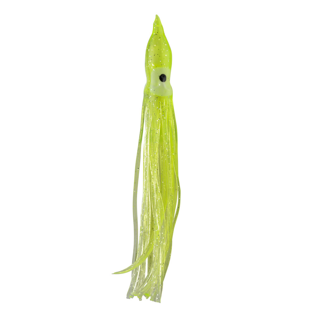 SEÑUELO PARA PESCA "OCTOPUS" AMARILLO CON DIAMANTINA 160MM 150 (5PIEZAS)
