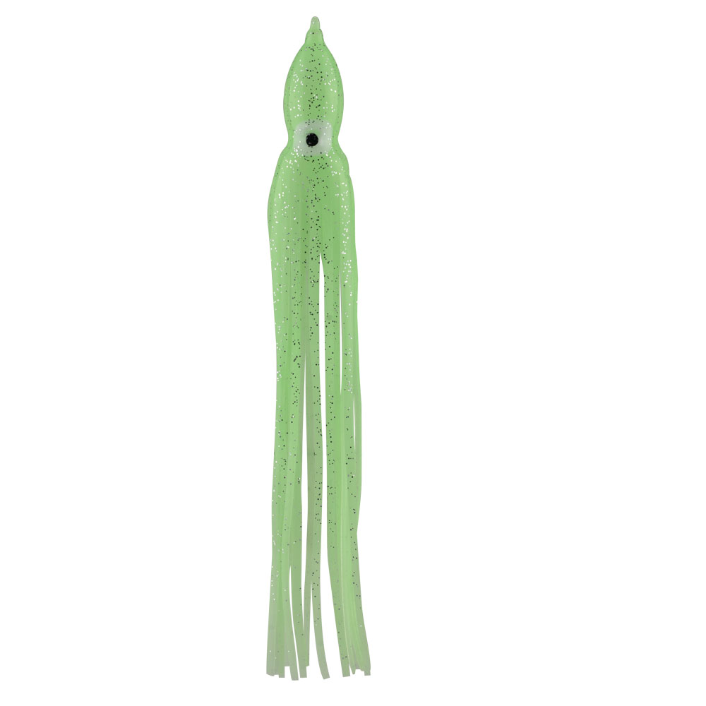 SEÑUELO PARA PESCA "OCTOPUS" VERDE LUMINOSO Y BRILLOSO 240MM (5PIEZAS)