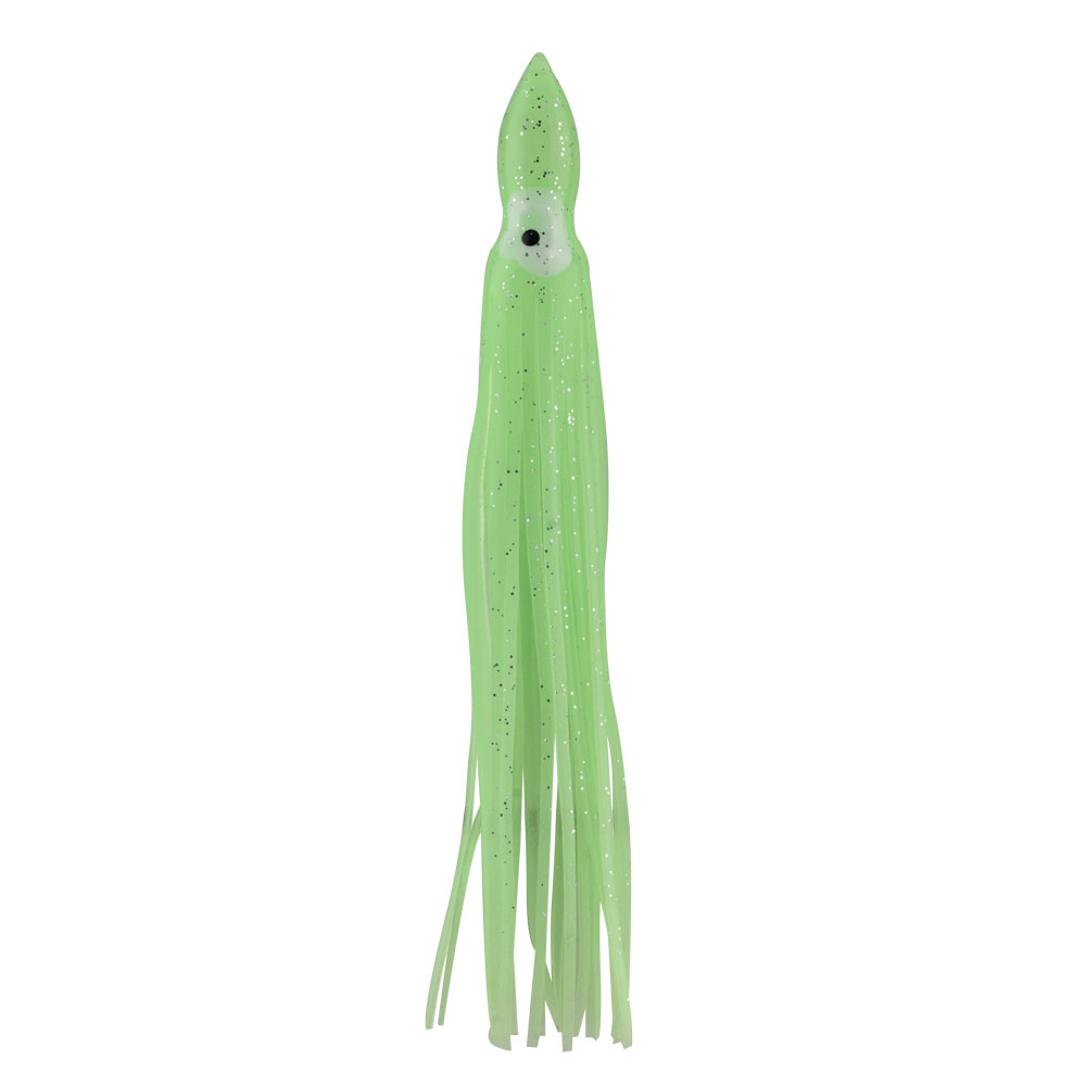SEÑUELO PARA PESCA "OCTOPUS" VERDE LUMINOSO Y BRILLOSO 200MM (5 PIEZAS)