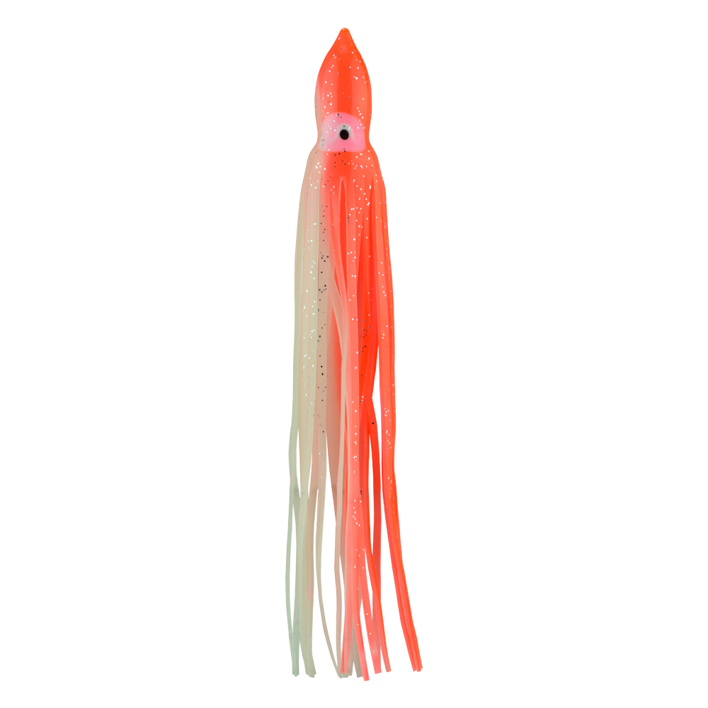 SEÑUELO PARA PESCA "OCTOPUS" NARANJA LUMINOSO Y BRILLOSO 200MM (5PIEZAS)