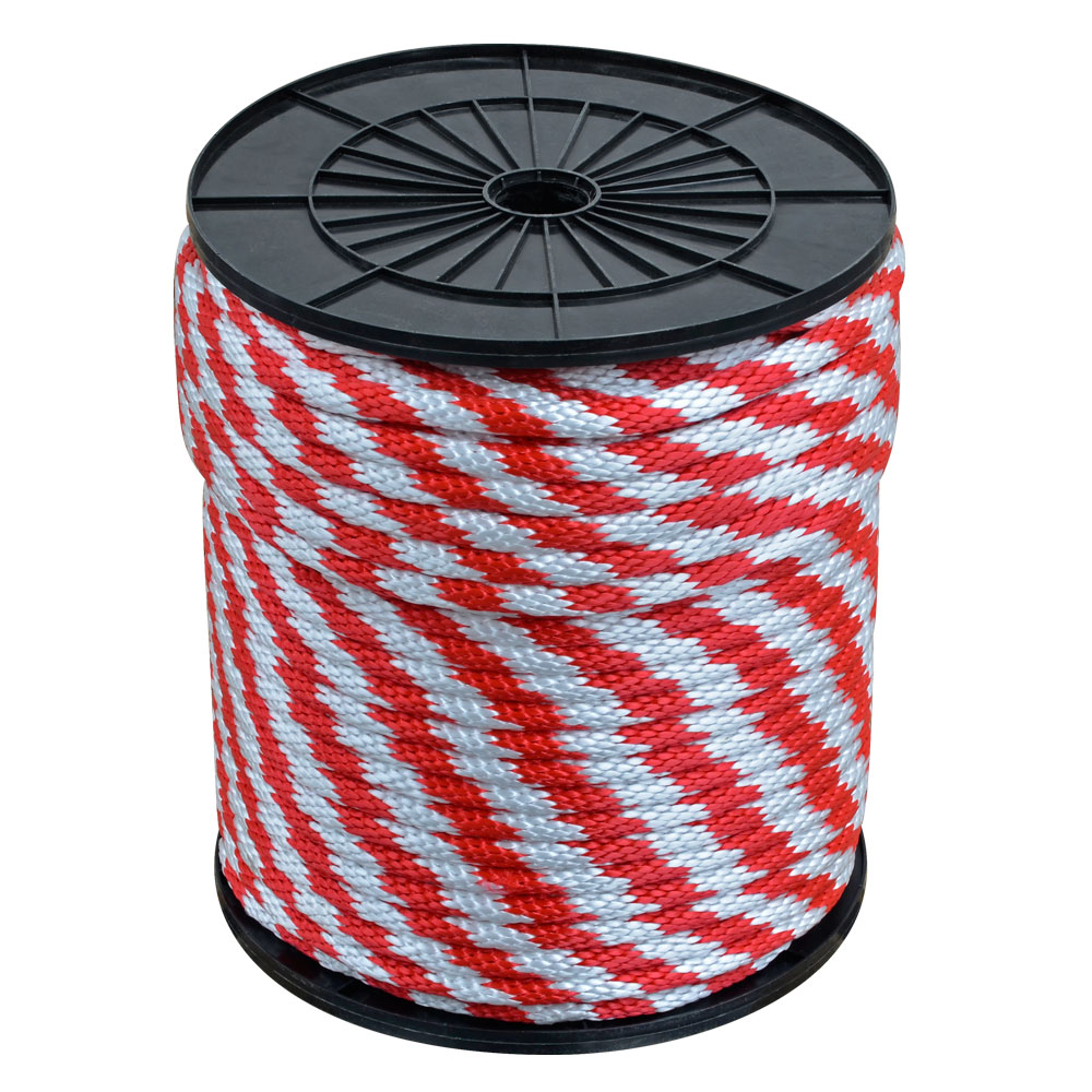 [GM-15CUERDA233CH] CUERDA TRENZADA POLIPROPILENO 1/4" ROJO/BLANCO 10KG