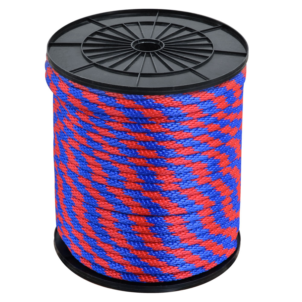 [GM-15CUERDA241CH] CUERDA TRENZADA POLIPROPILENO 5/8" AZUL/ROJO 10KG