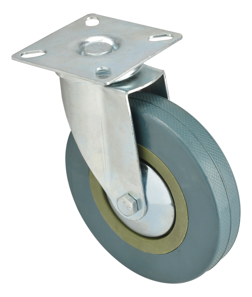 RUEDA DE HULE GRIS 125MM PLACA GIRATORIA DK016-PS05