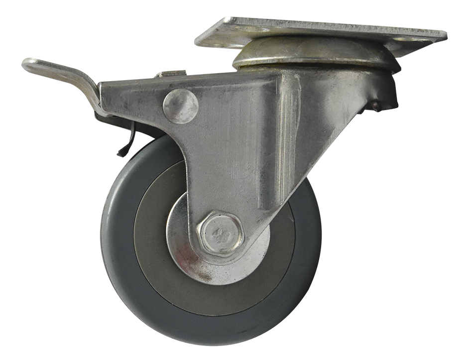 RUEDA DE HULE GRIS 50MM PLACA/GIRATORIA/FRENO DK016PB02