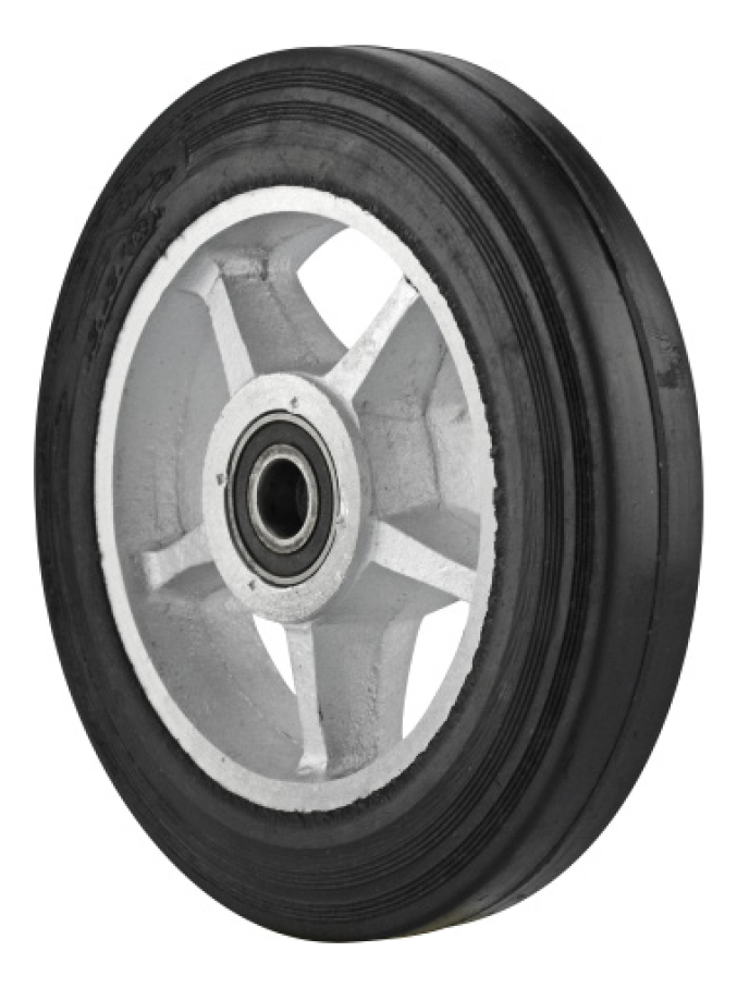 RUEDA VULCANIZADA RAYO DE ALUMINIO 6X1 1/2" 5/8 HA003