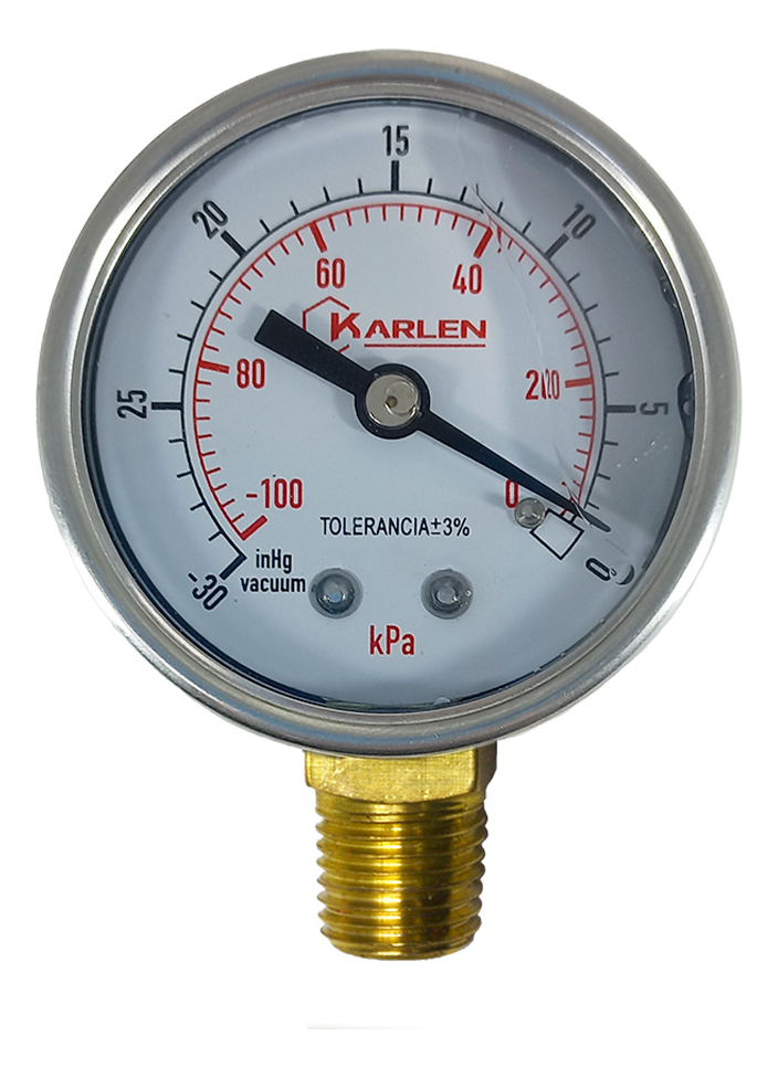 VACUOMETRO -30 INHG 2" CON GLICERINA V-30g