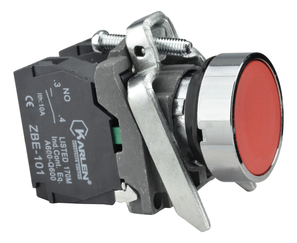 BOTÓN PULSADOR ROJO-ABRIR/CERRAR PARA ARRANCADOR ELÉCTRICO SB4-BA45,220Vca NA+NC