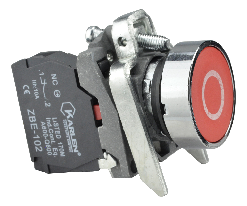 BOTON PULSADOR CON SIMBOLO APAGADO/CERRADO ROJO SB4-BA4322