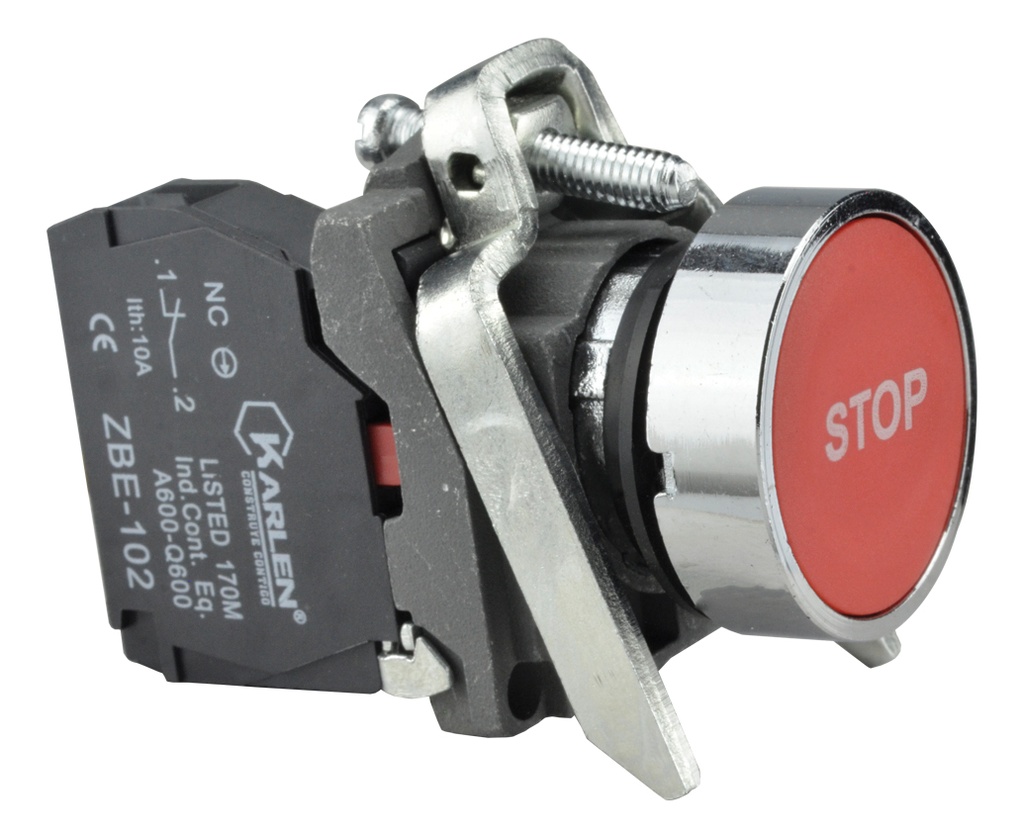 BOTON PULSADOR CON SIMBOLO STOP/PARO ROJO SB4-BA4342
