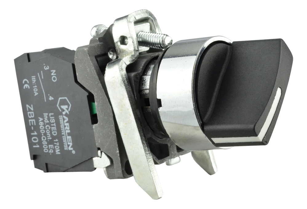 SELECTOR DE PERILLA DE 2 POSICIONES ABRIR NEGRO SB4-BD21 NO