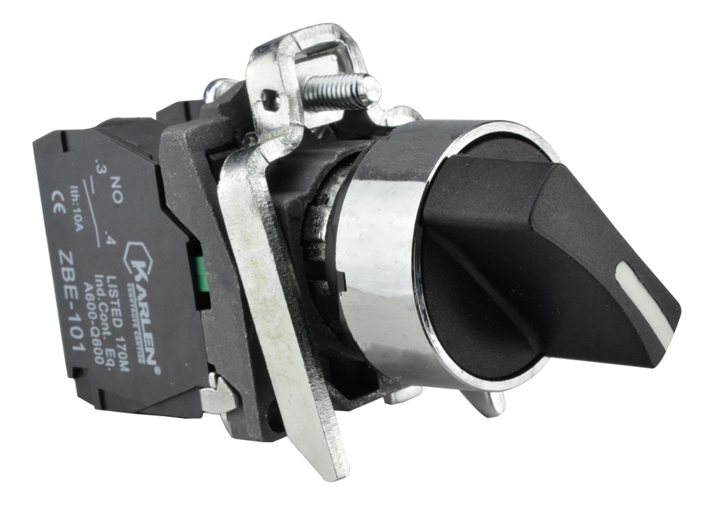 SELECTOR DE PERILLA DE 2 POSICIONES ARRANQUE/PARO NEGRO SB4-BD25 NA+NC