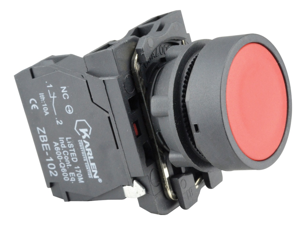 BOTON PULSADOR CERRAR ROJO SIN SIMBOLO SB5-AA42