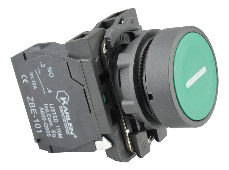 BOTÓN PULSADOR ABRIR VERDE CON SÍMBOLO "O" SB5-AA3311, 220Vca