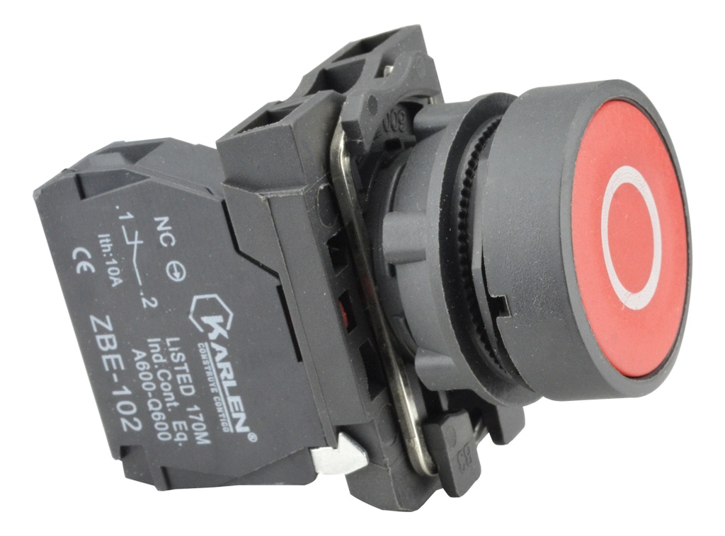 BOTON PULSADOR CERRAR ROJO CON SIMBOLO O SB5-AA4322, 220Vca