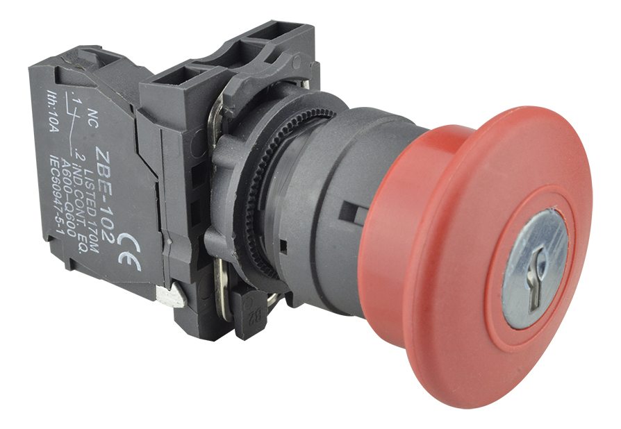 BOTON SELECTOR PARO EMERGENCIA CON LLAVE ROJO (TIPO HONGO) SB5-AS142