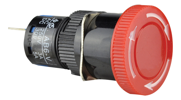 BOTON PULSADOR DE EMERGENCIA ROJO REARME POR GIRO SD16-11ZS