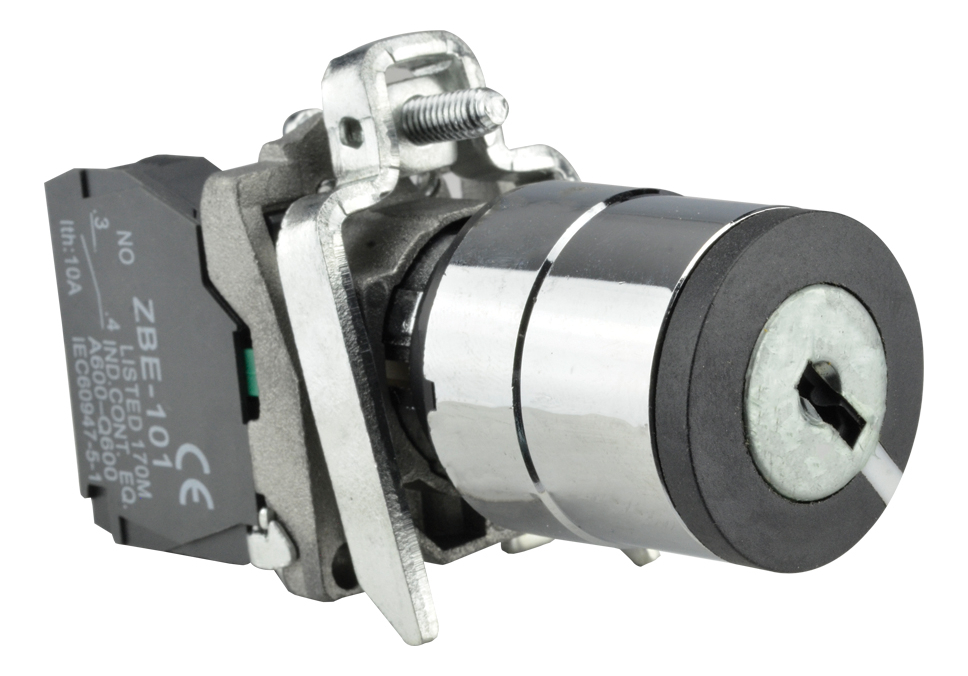 Botón Selector con Llave 2 Posiciones Abierto SB4-BG21 220Vca NA