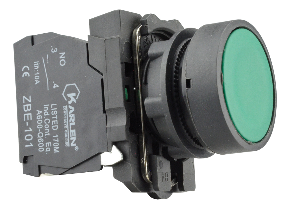 BOTON PULSADOR CERRAR VERDE SIN SIMBOLO SB5-AA31