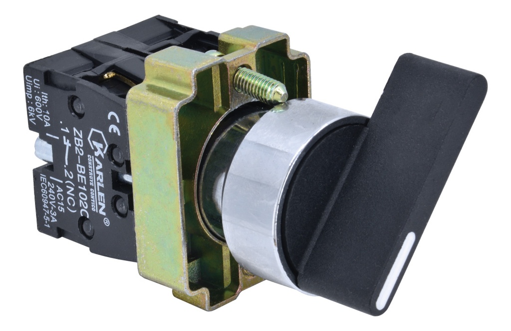 SELECTOR PERILLA 2 POSI ARRAN/PARO NEGROSB2-BJ25, 220Vca