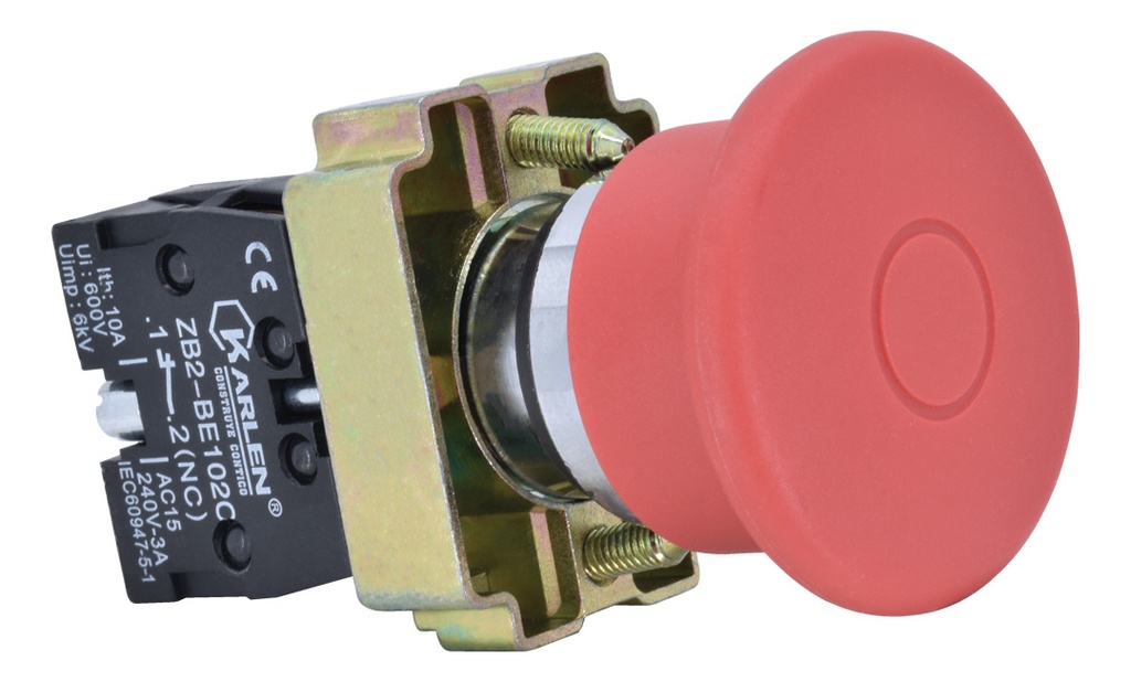 Botón de Emergencia Tipo Empujar/Jalar Rojo SB2-BT42 NC 220Vca