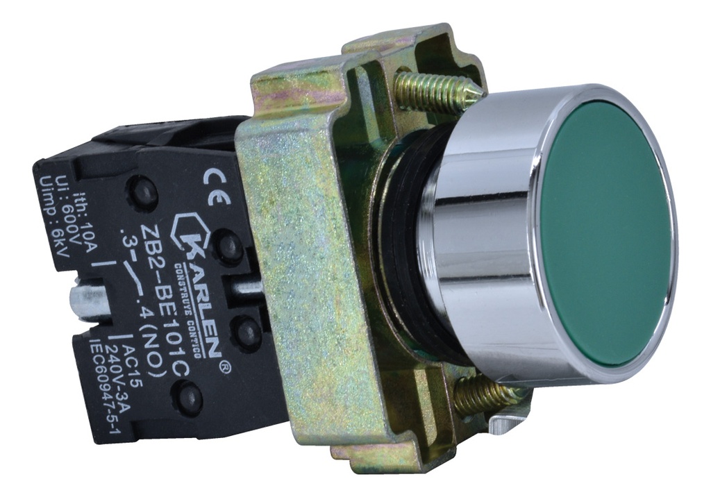 Botón Pulsador Verde Sin Símbolo SB2-BA31 NO 220Vca