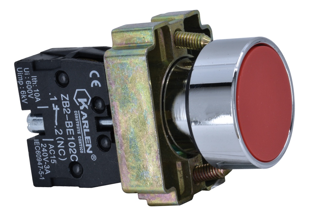 Botón Pulsador Rojo Sin Símbolo SB2-BA42 NC 220Vca