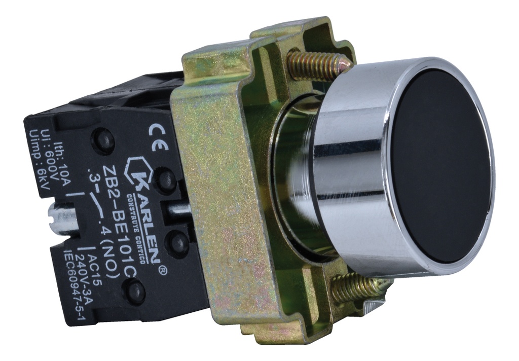 BOTÓN PULSADOR NEGRO SIN SIMBOLO SB2-BA25 NO+NC, 220Vca
