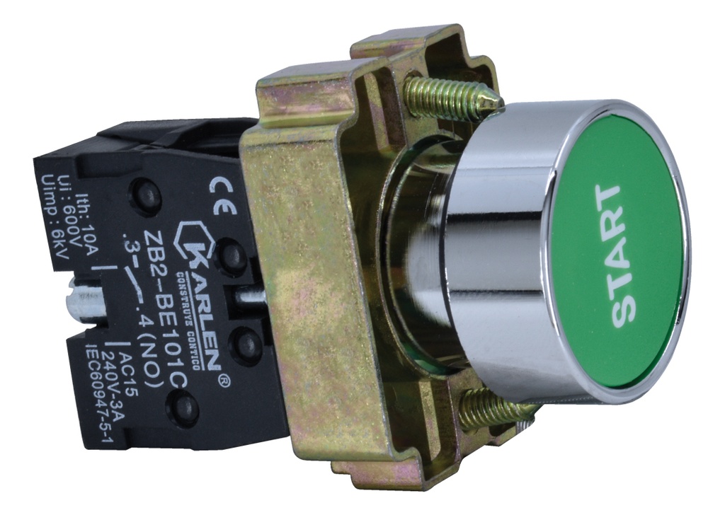 BOTÓN PULSADOR CON SÍMBOLO DE   "START" VERDE      BA5331 NO   220Vca