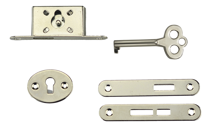 CHAPA DE LAMINA PULIDA PARA ROPERO CON LLAVE (10 JUEGOS)