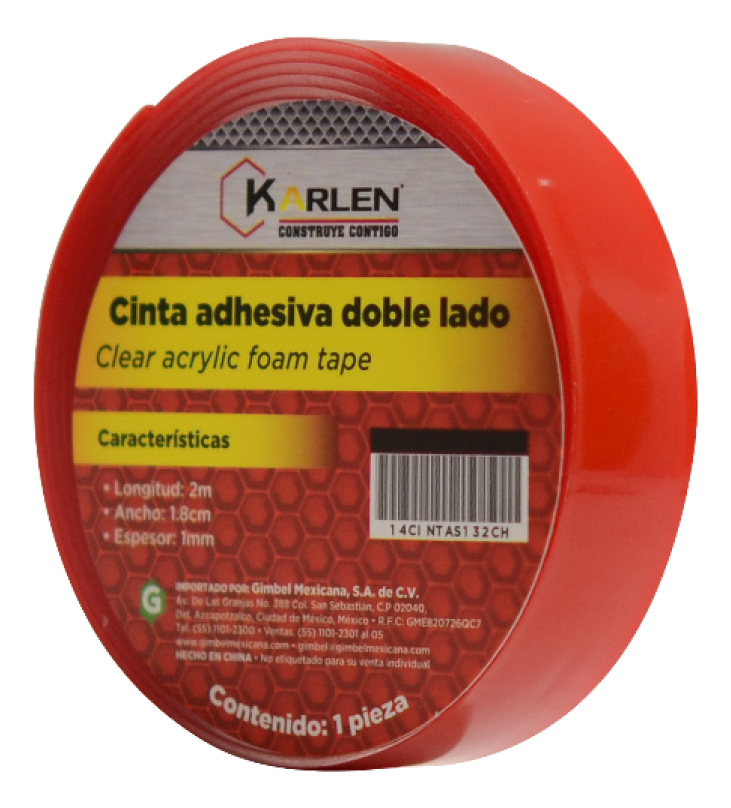 [GM-14CINTAS132CH] Cinta Adhesiva Doble Lado 2mx18mmx1mm