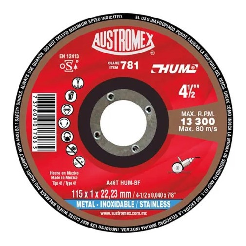 Disco Corte Metal 4-1/2  Aux781