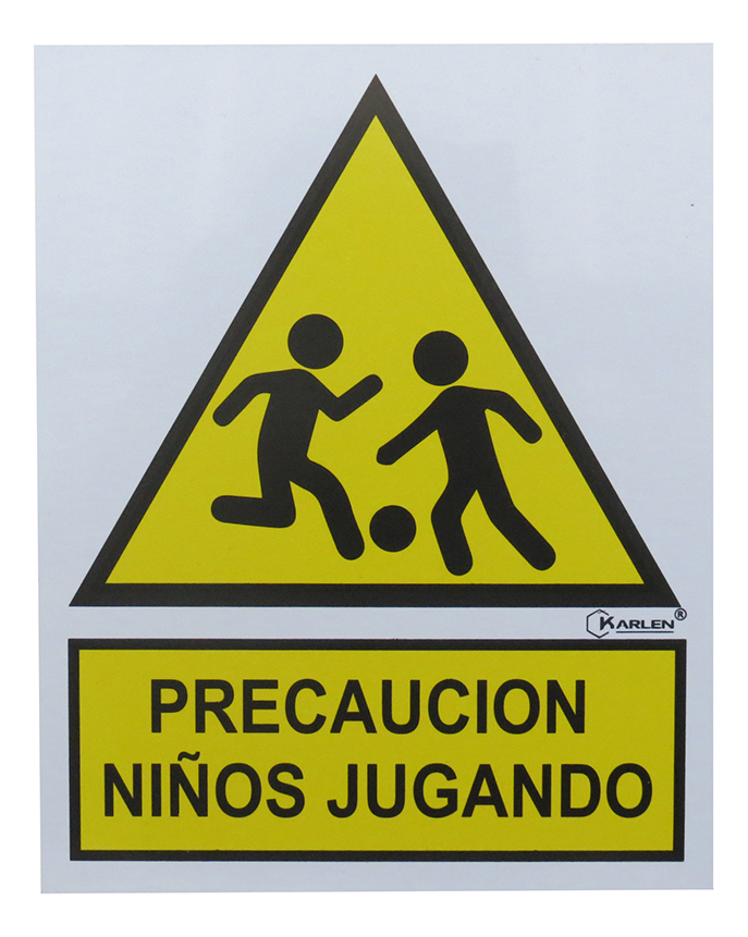 SEÑAL "PRECAUCION NIÑOS JUGANDO" 20X25CM