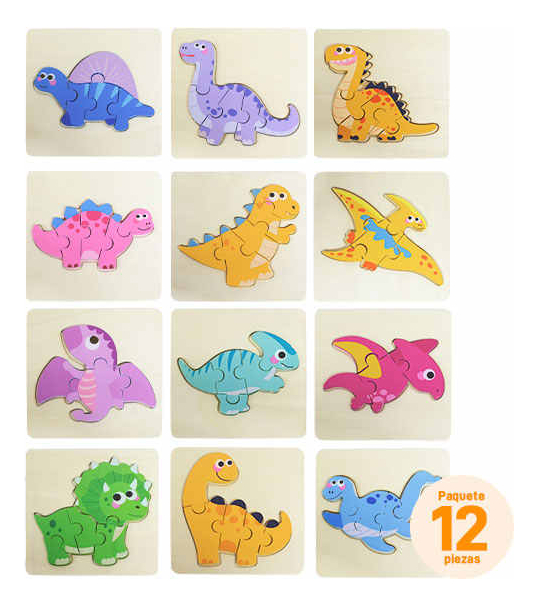 Juego didáctico, rompecabezas dinosaurios 11x11 cm 600pz