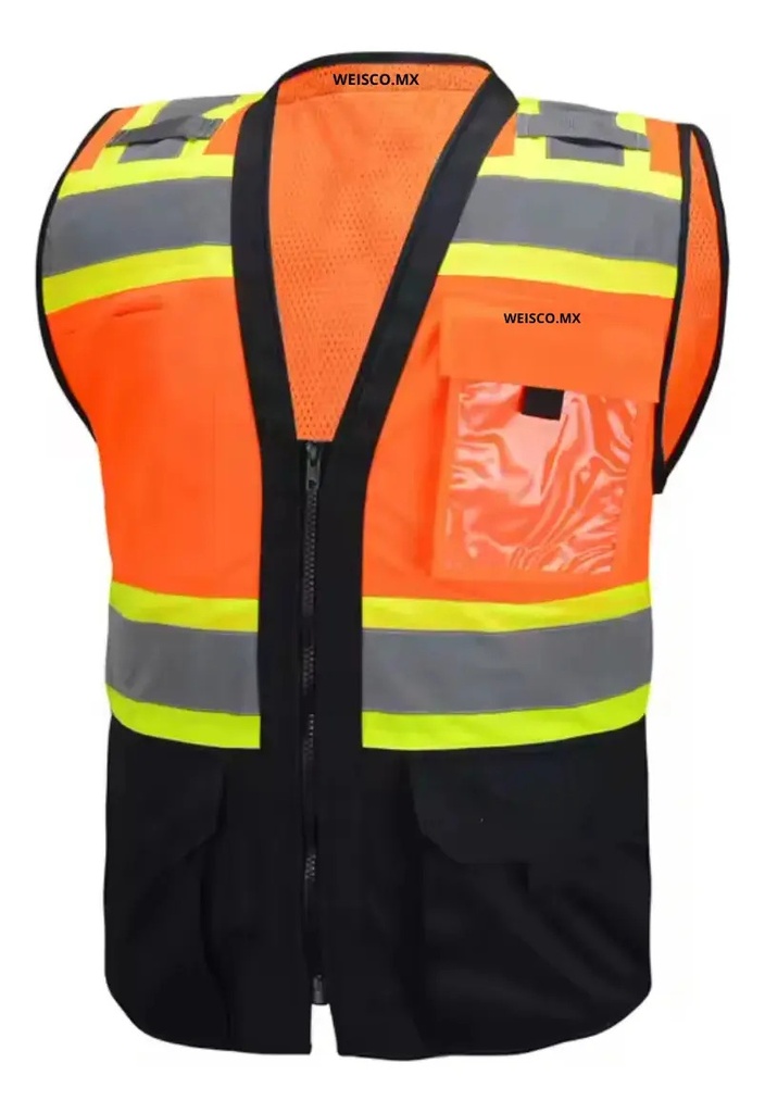 Chalecos Seguridad Industrial Bitono Fresco Malla Atras Visi - Naranja Unitalla