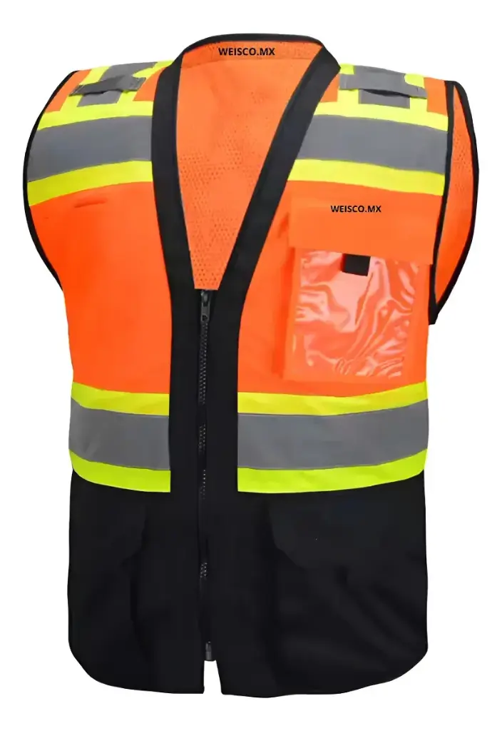 [BL-100-1021-NARANJA] Chalecos Seguridad Industrial Bitono Fresco Malla Atras Visi - Naranja Unitalla